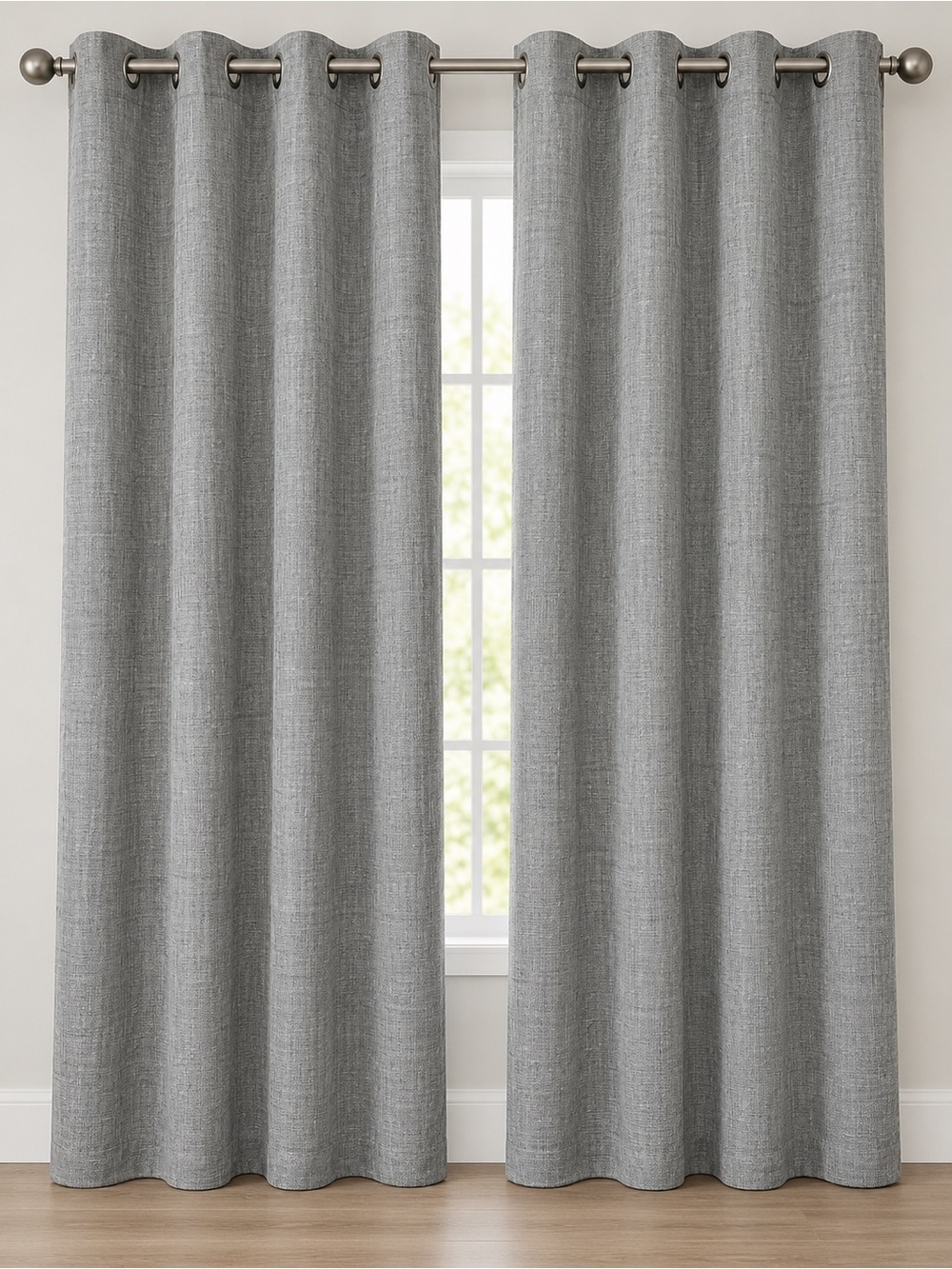 Textured Grey Grommet-Top Drapery Panel - Home Accents 6 ft.